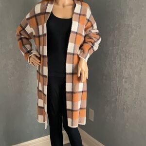 THML Orange, blue, brown and White Oversized Cardigan Sweater duster